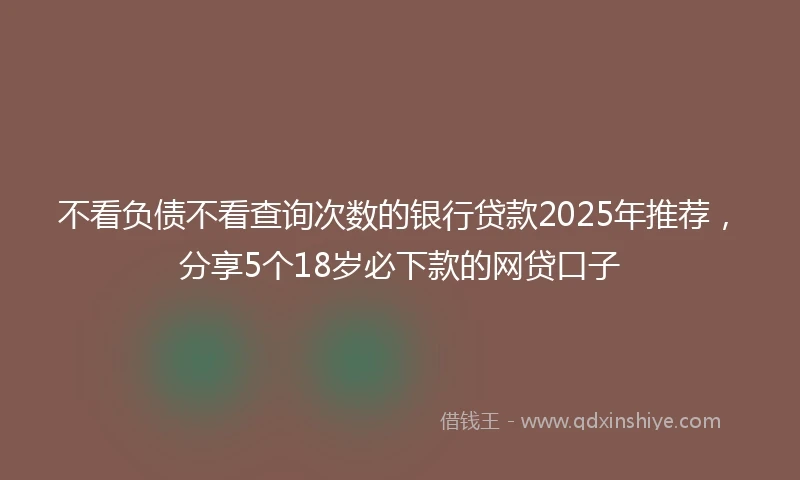 不看负债不看查询次数的银行贷款2025年推荐，分享5个18岁必下款的网贷口子