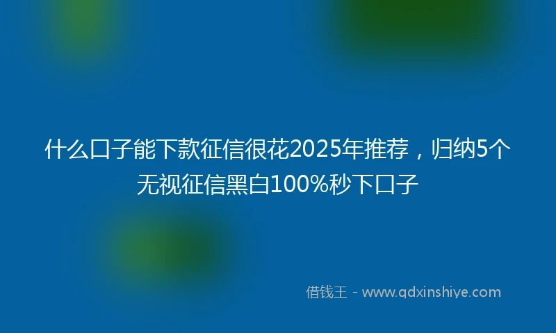 什么口子能下款征信很花2025年推荐，归纳5个无视征信黑白100%秒下口子