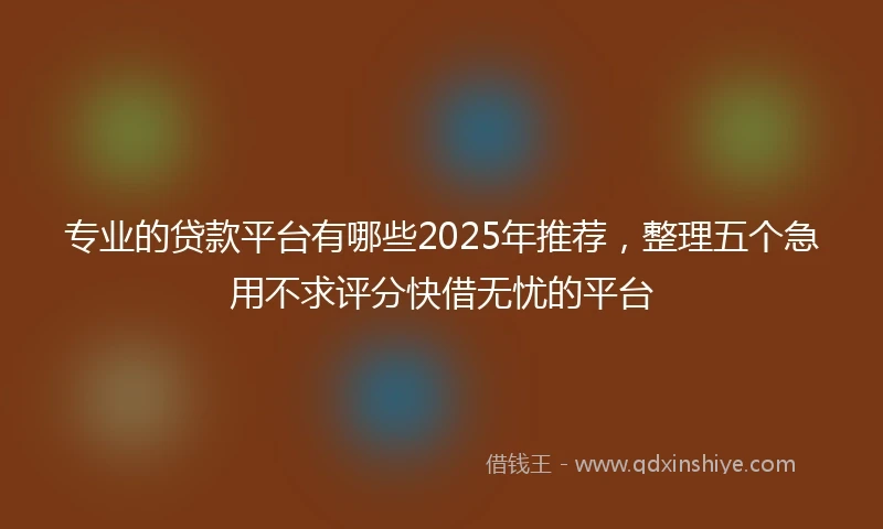 专业的贷款平台有哪些2025年推荐，整理五个急用不求评分快借无忧的平台