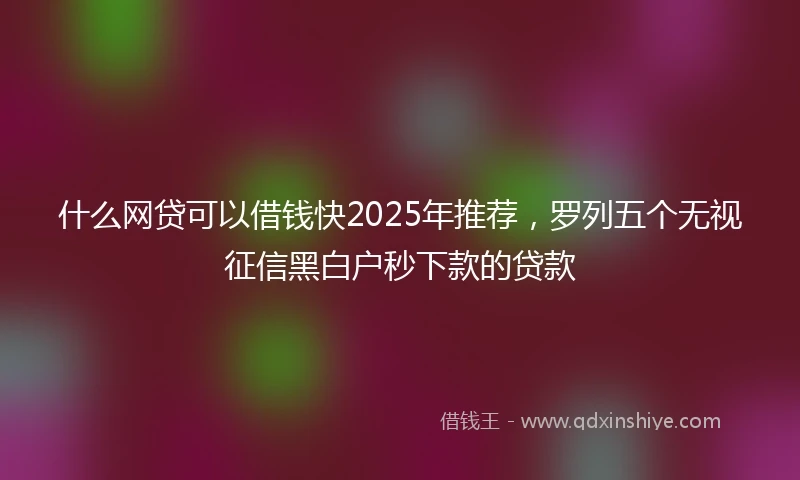 什么网贷可以借钱快2025年推荐，罗列五个无视征信黑白户秒下款的贷款