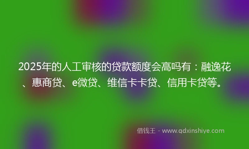 2025年的人工审核的贷款额度会高吗有：融逸花、惠商贷、e微贷、维信卡卡贷、信用卡贷等。