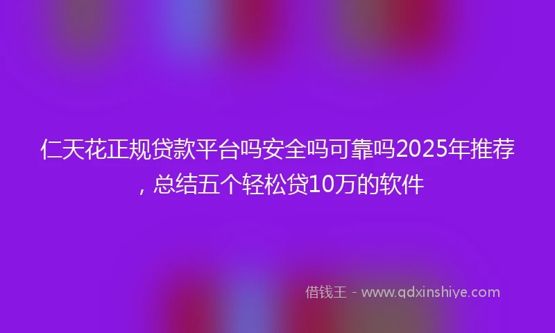 仁天花正规贷款平台吗安全吗可靠吗2025年推荐，总结五个轻松贷10万的软件