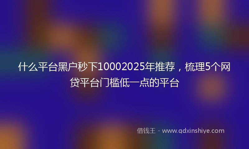 什么平台黑户秒下10002025年推荐，梳理5个网贷平台门槛低一点的平台