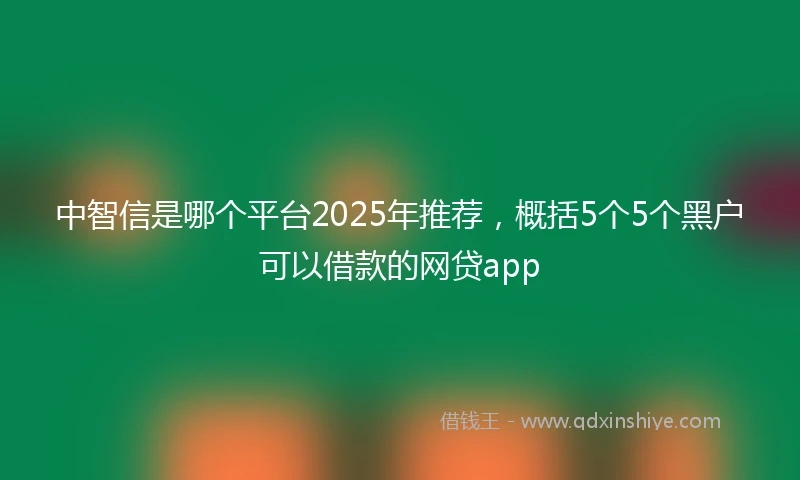 中智信是哪个平台2025年推荐，概括5个5个黑户可以借款的网贷app