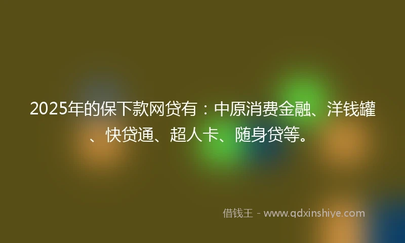 2025年的保下款网贷有：中原消费金融、洋钱罐、快贷通、超人卡、随身贷等。