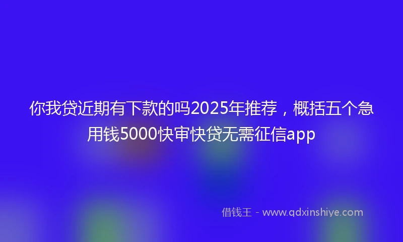 你我贷近期有下款的吗2025年推荐，概括五个急用钱5000快审快贷无需征信app