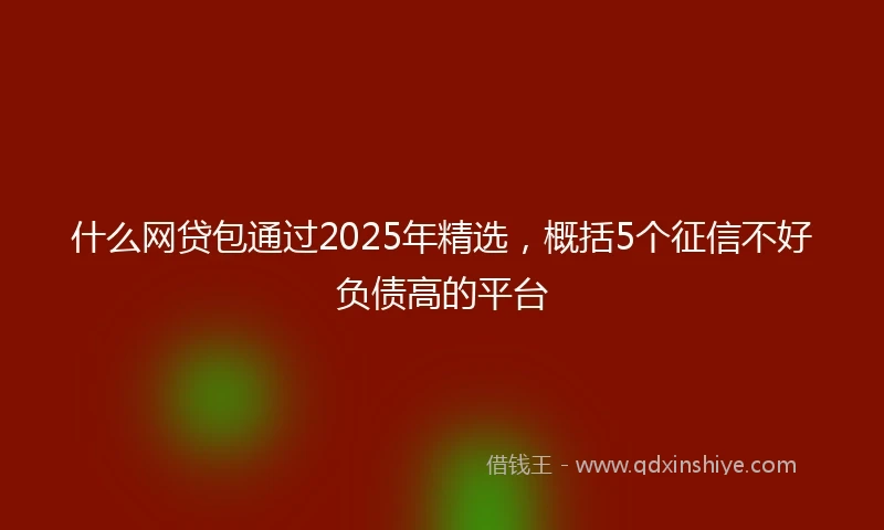 什么网贷包通过2025年精选，概括5个征信不好负债高的平台