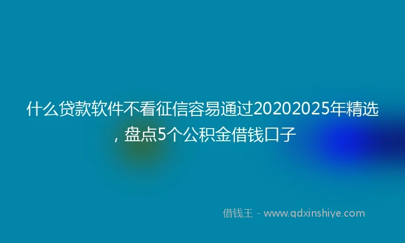 什么贷款软件不看征信容易通过20202025年精选，盘点5个公积金借钱口子