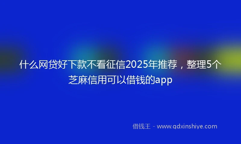 什么网贷好下款不看征信2025年推荐，整理5个芝麻信用可以借钱的app