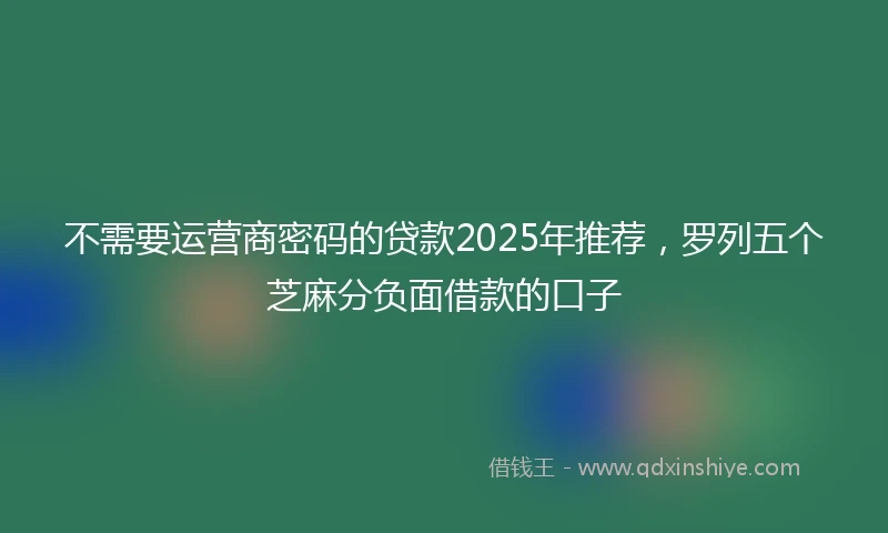 不需要运营商密码的贷款2025年推荐，罗列五个芝麻分负面借款的口子