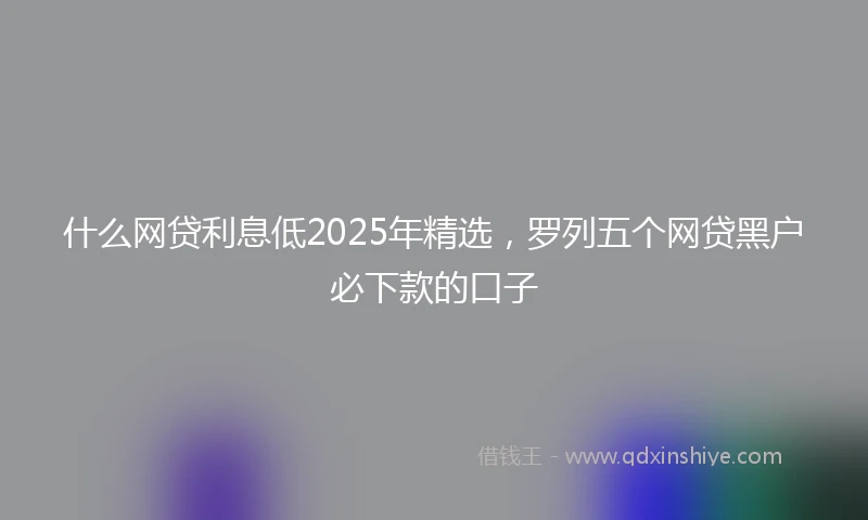 什么网贷利息低2025年精选，罗列五个网贷黑户必下款的口子