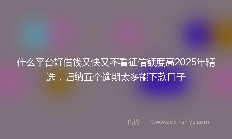 什么平台好借钱又快又不看征信额度高2025年精选，归纳五个逾期太多能下款口子