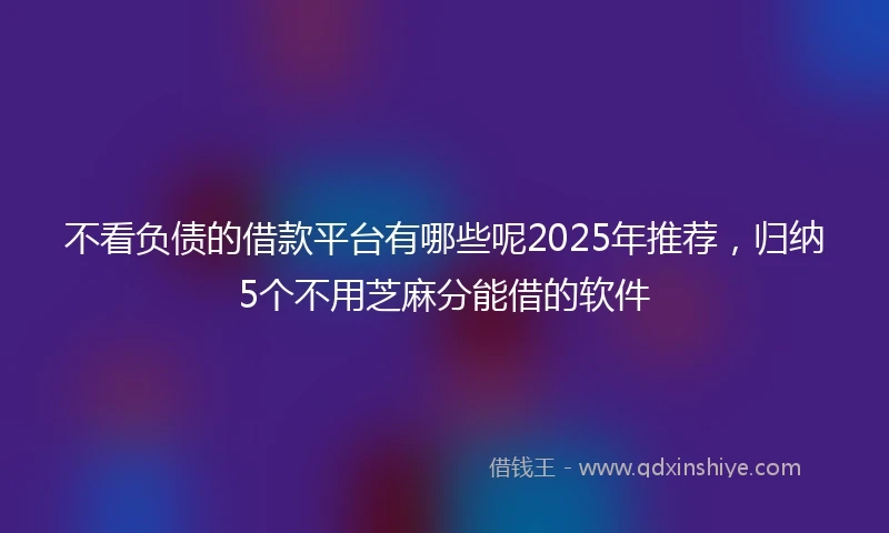 不看负债的借款平台有哪些呢2025年推荐，归纳5个不用芝麻分能借的软件