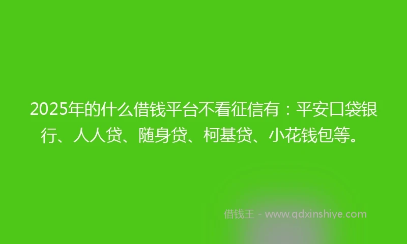 2025年的什么借钱平台不看征信有：平安口袋银行、人人贷、随身贷、柯基贷、小花钱包等。