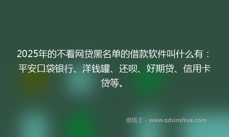 2025年的不看网贷黑名单的借款软件叫什么有：平安口袋银行、洋钱罐、还呗、好期贷、信用卡贷等。