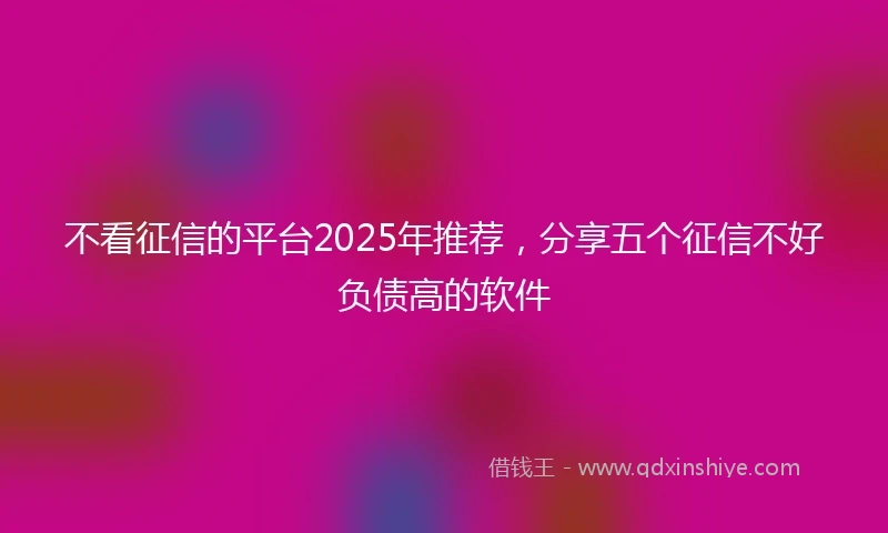 不看征信的平台2025年推荐，分享五个征信不好负债高的软件