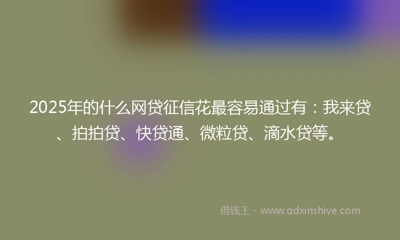 2025年的什么网贷征信花最容易通过有：我来贷、拍拍贷、快贷通、微粒贷、滴水贷等。
