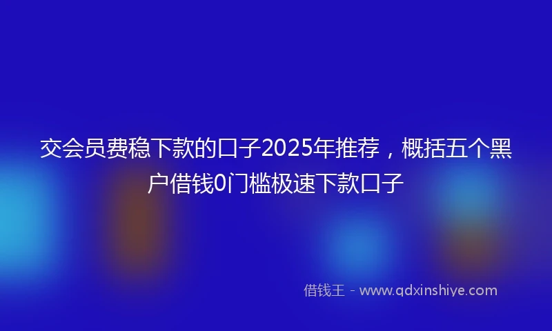 交会员费稳下款的口子2025年推荐，概括五个黑户借钱0门槛极速下款口子