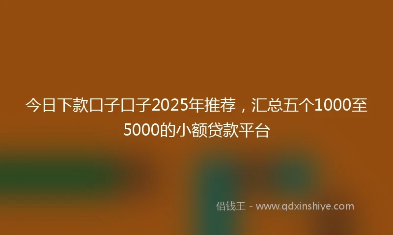 今日下款口子口子2025年推荐，汇总五个1000至5000的小额贷款平台