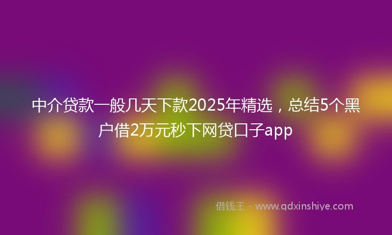 中介贷款一般几天下款2025年精选，总结5个黑户借2万元秒下网贷口子app