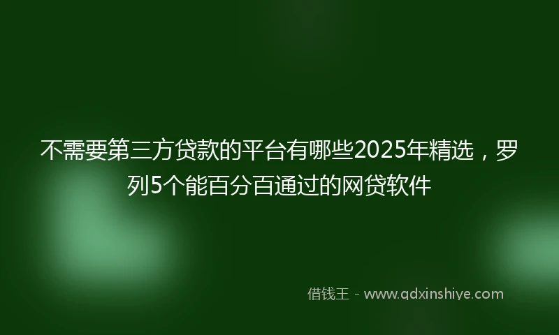 不需要第三方贷款的平台有哪些2025年精选，罗列5个能百分百通过的网贷软件