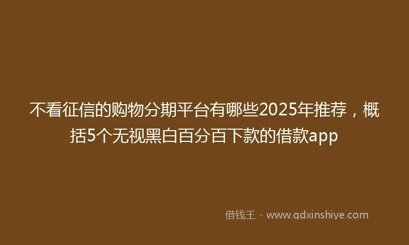 不看征信的购物分期平台有哪些2025年推荐，概括5个无视黑白百分百下款的借款app