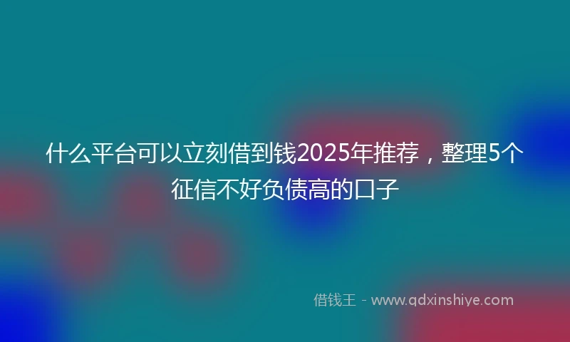 什么平台可以立刻借到钱2025年推荐，整理5个征信不好负债高的口子