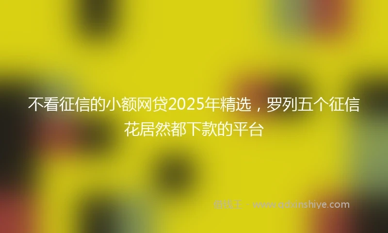 不看征信的小额网贷2025年精选，罗列五个征信花居然都下款的平台