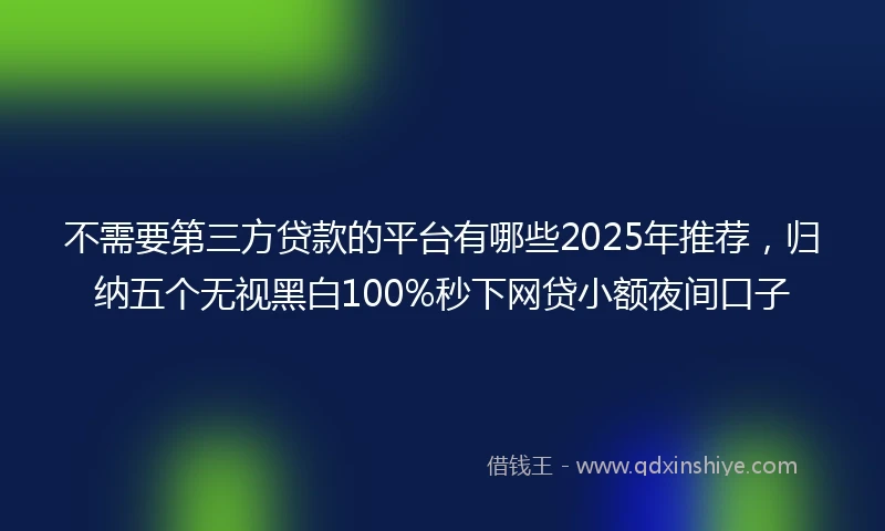 不需要第三方贷款的平台有哪些2025年推荐，归纳五个无视黑白100%秒下网贷小额夜间口子