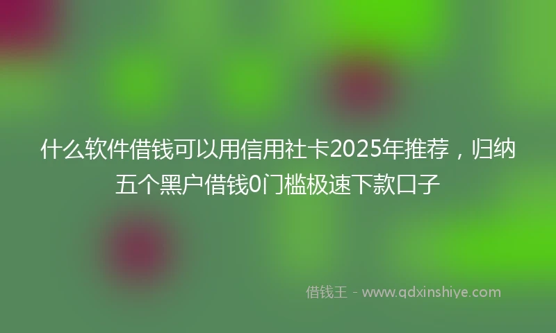 什么软件借钱可以用信用社卡2025年推荐，归纳五个黑户借钱0门槛极速下款口子