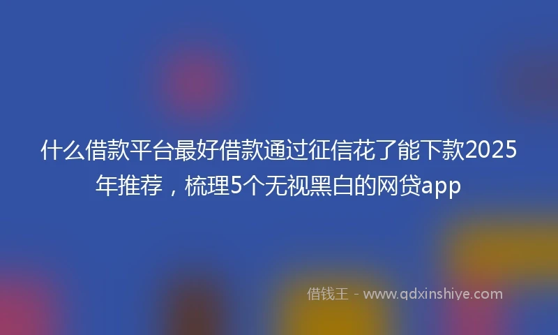 什么借款平台最好借款通过征信花了能下款2025年推荐，梳理5个无视黑白的网贷app