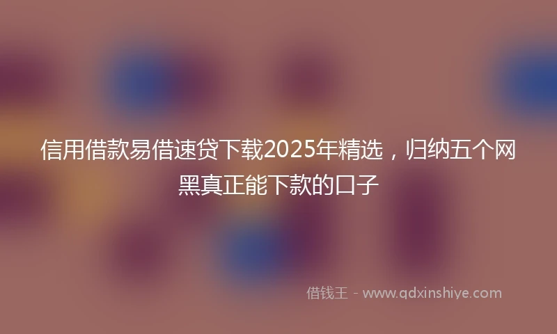 信用借款易借速贷下载2025年精选，归纳五个网黑真正能下款的口子