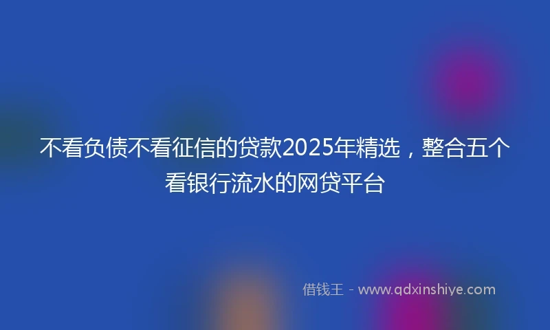 不看负债不看征信的贷款2025年精选，整合五个看银行流水的网贷平台