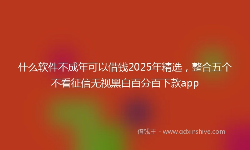 什么软件不成年可以借钱2025年精选，整合五个不看征信无视黑白百分百下款app