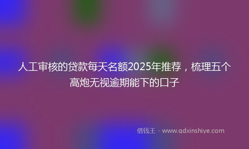 人工审核的贷款每天名额2025年推荐，梳理五个高炮无视逾期能下的口子