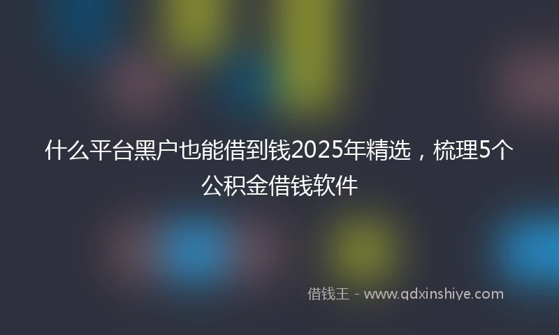 什么平台黑户也能借到钱2025年精选，梳理5个公积金借钱软件