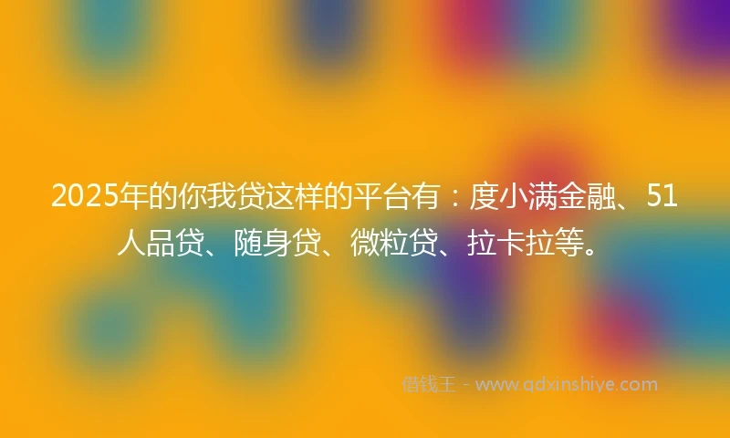 2025年的你我贷这样的平台有：度小满金融、51人品贷、随身贷、微粒贷、拉卡拉等。