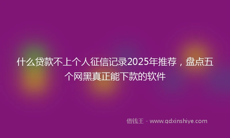 什么贷款不上个人征信记录2025年推荐，盘点五个网黑真正能下款的软件