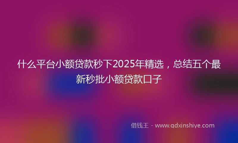 什么平台小额贷款秒下2025年精选，总结五个最新秒批小额贷款口子