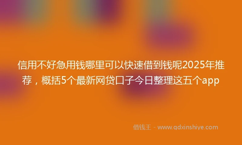 信用不好急用钱哪里可以快速借到钱呢2025年推荐，概括5个最新网贷口子今日整理这五个app