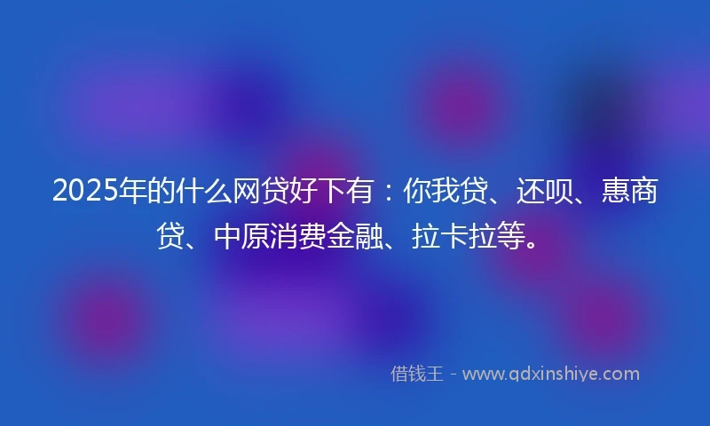 2025年的什么网贷好下有：你我贷、还呗、惠商贷、中原消费金融、拉卡拉等。