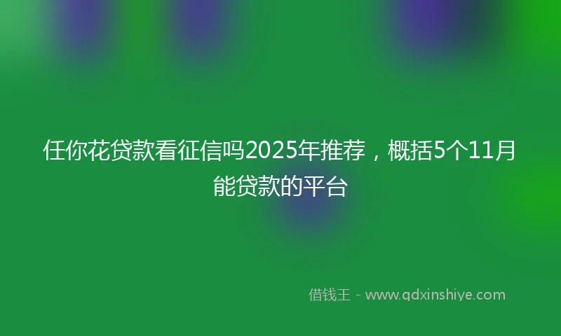 任你花贷款看征信吗2025年推荐，概括5个11月能贷款的平台