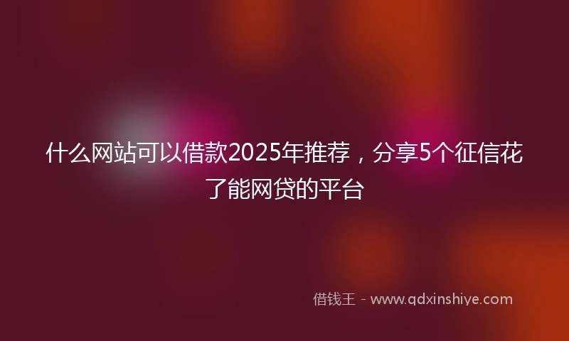 什么网站可以借款2025年推荐，分享5个征信花了能网贷的平台