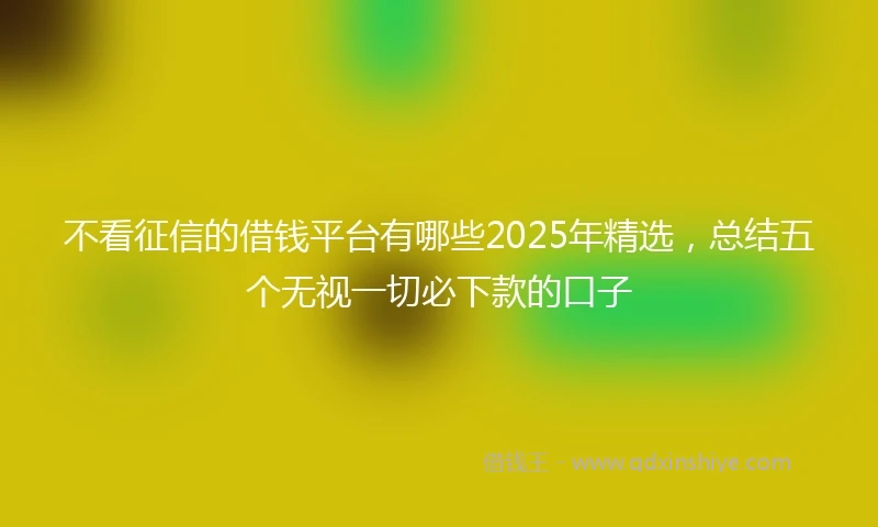 不看征信的借钱平台有哪些2025年精选，总结五个无视一切必下款的口子
