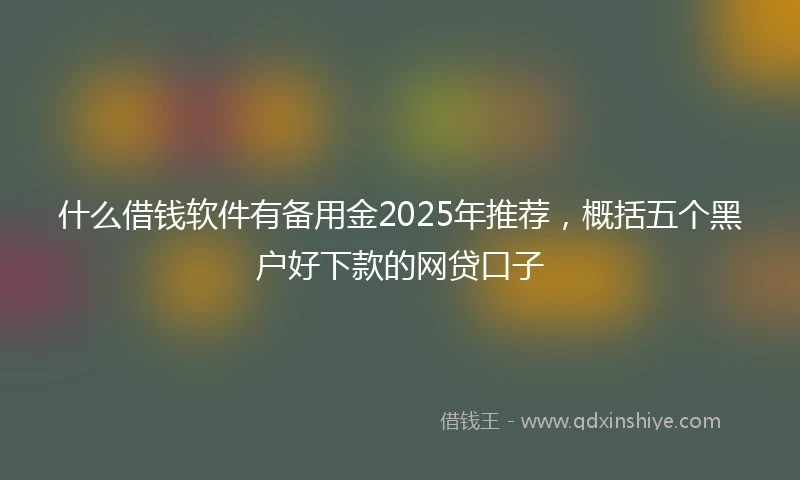 什么借钱软件有备用金2025年推荐，概括五个黑户好下款的网贷口子