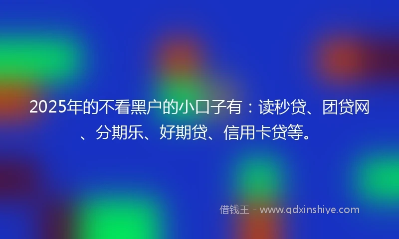 2025年的不看黑户的小口子有：读秒贷、团贷网、分期乐、好期贷、信用卡贷等。