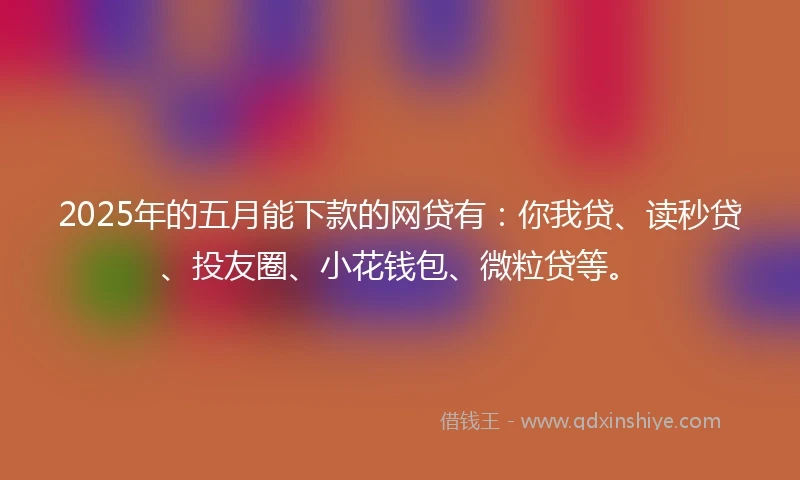 2025年的五月能下款的网贷有：你我贷、读秒贷、投友圈、小花钱包、微粒贷等。