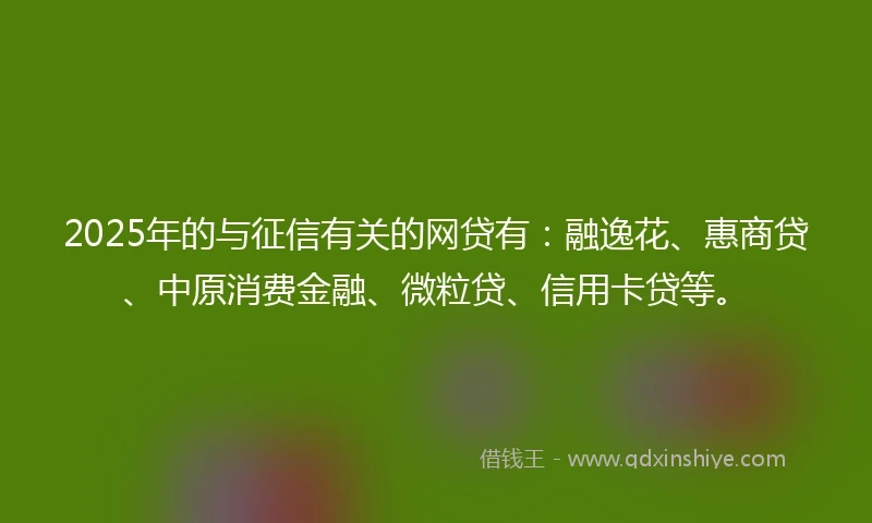 2025年的与征信有关的网贷有：融逸花、惠商贷、中原消费金融、微粒贷、信用卡贷等。