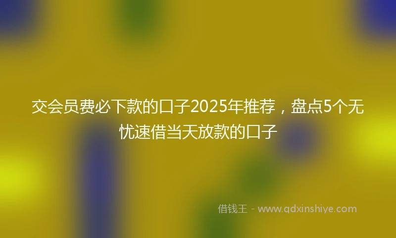 交会员费必下款的口子2025年推荐，盘点5个无忧速借当天放款的口子