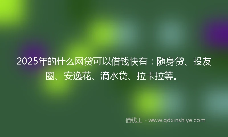 2025年的什么网贷可以借钱快有：随身贷、投友圈、安逸花、滴水贷、拉卡拉等。